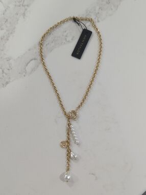 Ann Taylor Gold-tone Pearl Drop Lariat Necklace